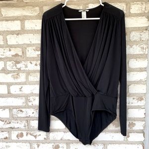 Black H&M deep neck bodysuit NWOT